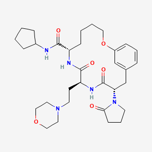 (7S,10S,13S)-N-cyclopentyl-10-[2-(morpholin-4-yl)ethyl]-9,12-dioxo-13-(2-oxopyrrolidin-1-yl)-2-oxa-8,11-diazabicyclo[13.3.1]nonadeca-1(19),15,17-triene-7-carboxamide