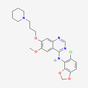 molecular formula C24H27ClN4O4 B1238422 N-(5-chloro-1,3-benzodioxol-4-yl)-6-methoxy-7-(3-piperidin-1-ylpropoxy)quinazolin-4-amine 