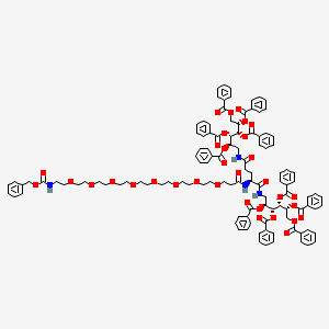 molecular formula C114H118N4O33 B12384223 CbzNH-PEG8-amide-bis(pentayl-5OBz) 