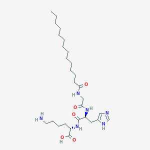 molecular formula C28H50N6O5 B12384252 myristoyl-Gly-His-Lys-OH 