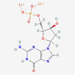 dilithium;[dideuterio-[(2R,3S,5R)-2,3,4,4,5-pentadeuterio-3-deuteriooxy-5-[1,8-dideuterio-2-(dideuterioamino)-6-oxopurin-9-yl]oxolan-2-yl]methyl] phosphate