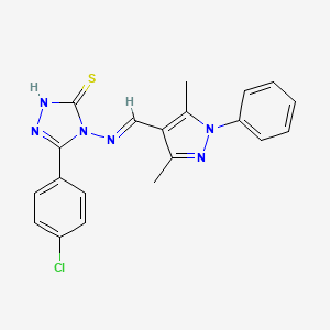 molecular formula C20H17ClN6S B1238444 3-(4-chlorophenyl)-4-[(E)-(3,5-dimethyl-1-phenylpyrazol-4-yl)methylideneamino]-1H-1,2,4-triazole-5-thione 