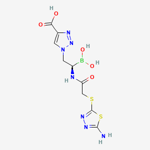 molecular formula C9H12BN7O5S2 B12384461 1-[(2R)-2-[[2-[(5-amino-1,3,4-thiadiazol-2-yl)sulfanyl]acetyl]amino]-2-boronoethyl]triazole-4-carboxylic acid 