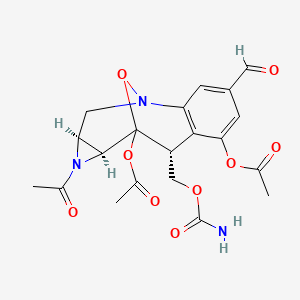molecular formula C20H21N3O9 B1238448 [(8R,10S,12S)-11-acetyl-9-acetyloxy-8-(carbamoyloxymethyl)-4-formyl-14-oxa-1,11-diazatetracyclo[7.4.1.02,7.010,12]tetradeca-2(7),3,5-trien-6-yl] acetate 