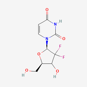 molecular formula C9H10F2N2O5 B12384570 1-[(2R,5R)-3,3-difluoro-4-hydroxy-5-(hydroxymethyl)oxolan-2-yl]pyrimidine-2,4-dione 