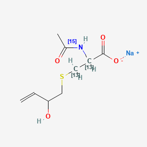 molecular formula C9H14NNaO4S B12384626 sodium;2-(acetyl(15N)amino)-3-(2-hydroxybut-3-enylsulfanyl)(2,3-13C2)propanoate 