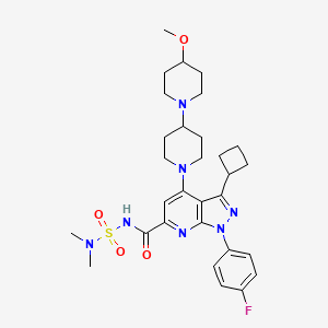 molecular formula C30H40FN7O4S B12384668 3-cyclobutyl-N-(dimethylsulfamoyl)-1-(4-fluorophenyl)-4-[4-(4-methoxypiperidin-1-yl)piperidin-1-yl]pyrazolo[3,4-b]pyridine-6-carboxamide 