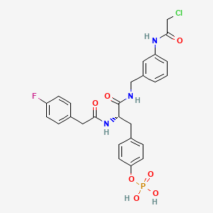 [4-[(2~{S})-3-[[3-(2-chloranylethanoylamino)phenyl]methylamino]-2-[2-(4-fluorophenyl)ethanoylamino]-3-oxidanylidene-propyl]phenyl] dihydrogen phosphate