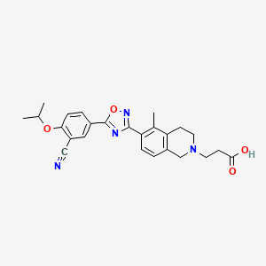 3-[6-[5-(3-cyano-4-propan-2-yloxyphenyl)-1,2,4-oxadiazol-3-yl]-5-methyl-3,4-dihydro-1H-isoquinolin-2-yl]propanoic acid