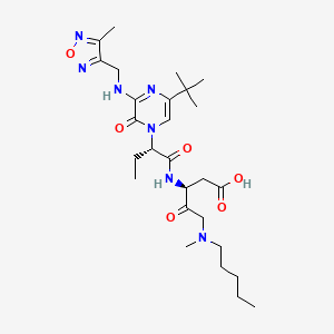 molecular formula C27H43N7O6 B12384905 (3S)-3-[[(2S)-2-[5-tert-butyl-3-[(4-methyl-1,2,5-oxadiazol-3-yl)methylamino]-2-oxopyrazin-1-yl]butanoyl]amino]-5-[methyl(pentyl)amino]-4-oxopentanoic acid 