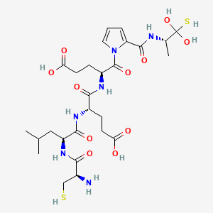 molecular formula C27H42N6O11S2 B1238492 Cysteinyl-leucyl-glutamyl-glutamyl-prolyl-cysteine cyclic disulfide CAS No. 72903-48-1