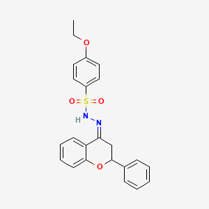 4-ethoxy-N-[(Z)-(2-phenyl-2,3-dihydrochromen-4-ylidene)amino]benzenesulfonamide