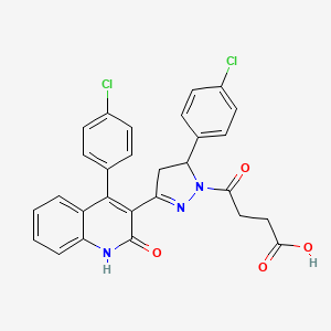 molecular formula C28H21Cl2N3O4 B12385009 4-[3-(4-chlorophenyl)-5-[4-(4-chlorophenyl)-2-oxo-1H-quinolin-3-yl]-3,4-dihydropyrazol-2-yl]-4-oxobutanoic acid 