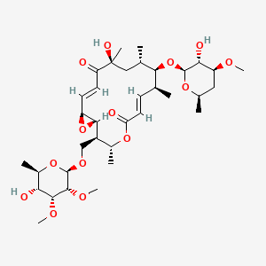 molecular formula C35H56O14 B1238511 (1S,2E,5S,7S,8R,9S,10E,14R,15R,16S)-5-hydroxy-15-[[(2R,3R,4R,5R,6R)-5-hydroxy-3,4-dimethoxy-6-methyl-tetrahydropyran-2-yl]oxymethyl]-8-[(2S,3R,4S,6R)-3-hydroxy-4-methoxy-6-methyl-tetrahydropyran-2-yl]oxy-5,7,9,14-tetramethyl-13,17-dioxabicyclo[14.1.0]heptadeca-2,10-diene-4,12-dione 