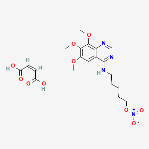 molecular formula C20H26N4O10 B1238522 5-[(6,7,8-Trimethoxyquinazolin-4-YL)amino]pentyl nitrate, maleate CAS No. 34770-42-8