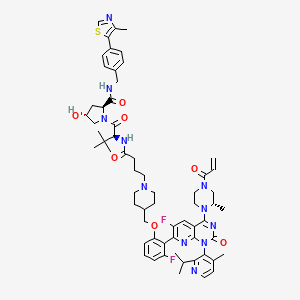 (2S,4R)-1-[(2S)-2-[4-[4-[[3-fluoro-2-[6-fluoro-1-(4-methyl-2-propan-2-ylpyridin-3-yl)-4-[(2S)-2-methyl-4-prop-2-enoylpiperazin-1-yl]-2-oxopyrido[2,3-d]pyrimidin-7-yl]phenoxy]methyl]piperidin-1-yl]butanoylamino]-3,3-dimethylbutanoyl]-4-hydroxy-N-[[4-(4-methyl-1,3-thiazol-5-yl)phenyl]methyl]pyrrolidine-2-carboxamide