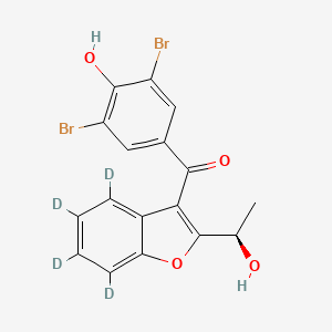 molecular formula C17H12Br2O4 B12385447 (3,5-dibromo-4-hydroxyphenyl)-[4,5,6,7-tetradeuterio-2-[(1R)-1-hydroxyethyl]-1-benzofuran-3-yl]methanone 