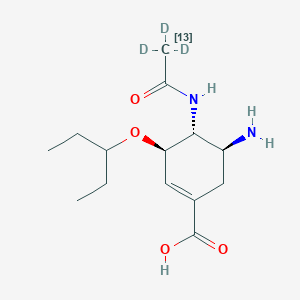 molecular formula C14H24N2O4 B12385506 (3R,4R,5S)-5-amino-3-pentan-3-yloxy-4-[(2,2,2-trideuterioacetyl)amino]cyclohexene-1-carboxylic acid 