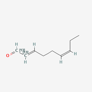 molecular formula C9H14O B12385534 trans-2,cis-6-Nonadienal-13C2 