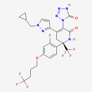 molecular formula C24H22F7N7O3 B12385573 (2S)-4-[1-(cyclopropylmethyl)pyrazol-3-yl]-2-[2-fluoro-4-(4,4,4-trifluorobutoxy)phenyl]-5-(5-oxo-1H-tetrazol-4-yl)-2-(trifluoromethyl)-1,3-dihydropyridin-6-one CAS No. 1808258-99-2