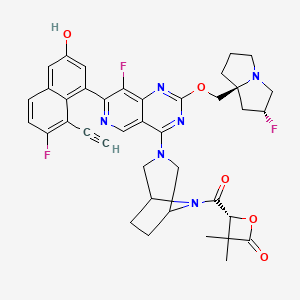 (4R)-4-[3-[7-(8-ethynyl-7-fluoro-3-hydroxynaphthalen-1-yl)-8-fluoro-2-[[(2R,8S)-2-fluoro-1,2,3,5,6,7-hexahydropyrrolizin-8-yl]methoxy]pyrido[4,3-d]pyrimidin-4-yl]-3,8-diazabicyclo[3.2.1]octane-8-carbonyl]-3,3-dimethyloxetan-2-one