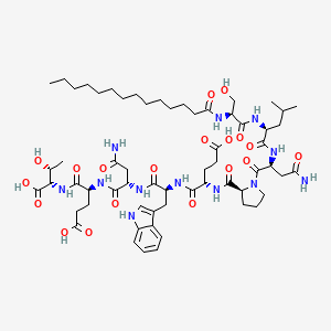 (4S)-5-[[(2S)-1-[[(2S)-4-amino-1-[[(2S)-4-carboxy-1-[[(1S,2R)-1-carboxy-2-hydroxypropyl]amino]-1-oxobutan-2-yl]amino]-1,4-dioxobutan-2-yl]amino]-3-(1H-indol-3-yl)-1-oxopropan-2-yl]amino]-4-[[(2S)-1-[(2S)-4-amino-2-[[(2S)-2-[[(2S)-3-hydroxy-2-(tetradecanoylamino)propanoyl]amino]-4-methylpentanoyl]amino]-4-oxobutanoyl]pyrrolidine-2-carbonyl]amino]-5-oxopentanoic acid