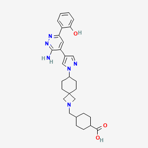 4-[[7-[4-[3-amino-6-(2-hydroxyphenyl)pyridazin-4-yl]pyrazol-1-yl]-2-azaspiro[3.5]nonan-2-yl]methyl]cyclohexane-1-carboxylic acid