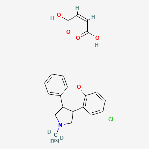 molecular formula C21H20ClNO5 B12385679 (Z)-but-2-enedioic acid;9-chloro-4-(trideuterio(113C)methyl)-13-oxa-4-azatetracyclo[12.4.0.02,6.07,12]octadeca-1(18),7(12),8,10,14,16-hexaene 