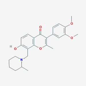 molecular formula C25H29NO5 B1238570 3-(3,4-Dimethoxyphenyl)-7-hydroxy-2-methyl-8-[(2-methyl-1-piperidinyl)methyl]-1-benzopyran-4-one 