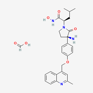 (2R)-2-[(3R)-3-amino-3-[4-[(2-methylquinolin-4-yl)methoxy]phenyl]-2-oxopyrrolidin-1-yl]-N-hydroxy-4-methylpentanamide;formic acid