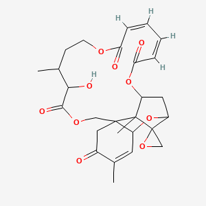 molecular formula C27H32O10 B1238584 (18Z,20Z)-12-hydroxy-5,13,25-trimethylspiro[2,10,16,23-tetraoxatetracyclo[22.2.1.03,8.08,25]heptacosa-4,18,20-triene-26,2'-oxirane]-6,11,17,22-tetrone 