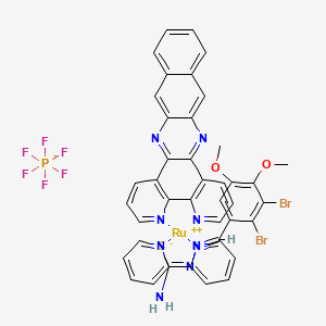 molecular formula C42H30Br2F6N9O2PRuS B12385941 N'-[(Z)-(2,3-dibromo-4,5-dimethoxyphenyl)methylideneamino]carbamimidothioate;2-pyridin-2-ylpyridine;ruthenium(2+);6,9,15,26-tetrazahexacyclo[12.12.0.02,7.08,13.016,25.018,23]hexacosa-1(26),2(7),3,5,8(13),9,11,14,16,18,20,22,24-tridecaene;hexafluorophosphate 