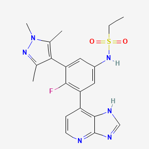 molecular formula C20H21FN6O2S B12385954 N-[4-fluoro-3-(1H-imidazo[4,5-b]pyridin-7-yl)-5-(1,3,5-trimethylpyrazol-4-yl)phenyl]ethanesulfonamide 