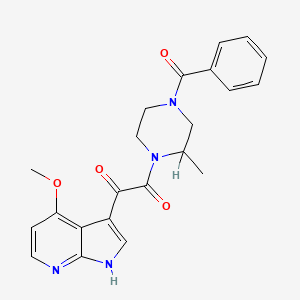 molecular formula C22H22N4O4 B1238599 Piperazine, 4-benzoyl-1-(2-(4-methoxy-1H-pyrrolo(2,3-b)pyridin-3-yl)-1,2-dioxoethyl)-2-methyl- CAS No. 357263-15-1
