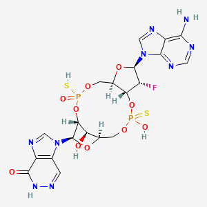 molecular formula C20H22FN9O10P2S2 B12386010 3-[(1R,6R,8R,9R,10R,15R,17R,18R)-8-(6-aminopurin-9-yl)-9-fluoro-12,18-dihydroxy-3-oxo-3-sulfanyl-12-sulfanylidene-2,4,7,11,13,16-hexaoxa-3lambda5,12lambda5-diphosphatricyclo[13.2.1.06,10]octadecan-17-yl]-6H-imidazo[4,5-d]pyridazin-7-one 