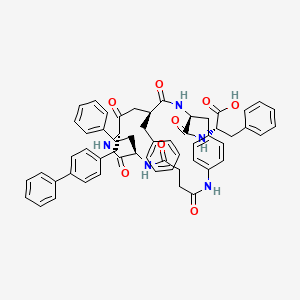 (2S)-2-[[(8R,11S,14S,17S)-14-benzyl-3,6,9,12,15-pentaoxo-8-(2-phenylethyl)-11-[(4-phenylphenyl)methyl]-2,7,10,16-tetrazabicyclo[17.2.2]tricosa-1(21),19,22-triene-17-carbonyl]amino]-3-phenylpropanoic acid