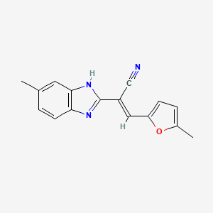 molecular formula C16H13N3O B1238607 (E)-2-(6-methyl-1H-benzimidazol-2-yl)-3-(5-methylfuran-2-yl)prop-2-enenitrile 