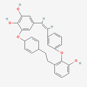 molecular formula C28H24O5 B1238618 7,8,19,20-Tetrahydro-15,18-etheno-2,6:9,13-dimetheno-1,14-benzodioxacyclodocosin-11,12,24-triol CAS No. 88418-46-6
