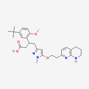 molecular formula C29H38N4O4 B12386271 3-(5-Tert-butyl-2-methoxyphenyl)-4-[1-methyl-5-[2-(5,6,7,8-tetrahydro-1,8-naphthyridin-2-yl)ethoxy]pyrazol-3-yl]butanoic acid 