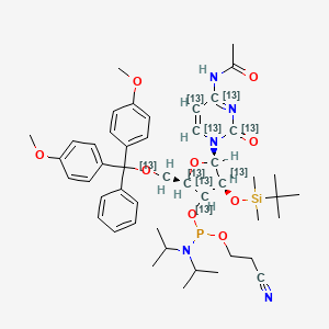 molecular formula C47H64N5O9PSi B12386306 Ac-rC Phosphoramidite-13C9 