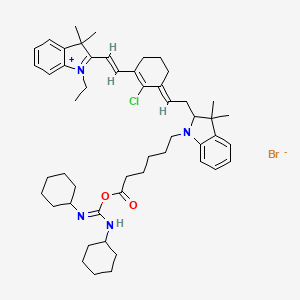 (N,N'-dicyclohexylcarbamimidoyl) 6-[2-[(2E)-2-[2-chloro-3-[(E)-2-(1-ethyl-3,3-dimethylindol-1-ium-2-yl)ethenyl]cyclohex-2-en-1-ylidene]ethyl]-3,3-dimethyl-2H-indol-1-yl]hexanoate;bromide