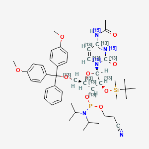 molecular formula C47H64N5O9PSi B12386392 Ac-rC Phosphoramidite-13C9,15N3 