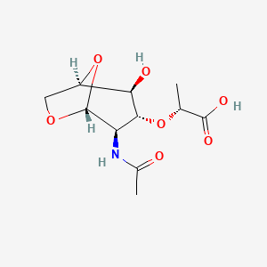 molecular formula C11H17NO7 B1238644 2-(2-Acetylamino-4-hydroxy-6,8-dioxa-bicyclo[3.2.1]oct-3-yloxy)-propionic acid 