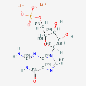 molecular formula C10H12Li2N5O8P B12386520 dilithium;[(2R,3R,5R)-5-(2-amino-6-oxo-1H-purin-9-yl)-3,4-dihydroxy(2,3,4,5-13C4)oxolan-2-yl](113C)methyl phosphate 