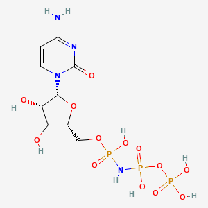 [(2R,4S,5R)-5-(4-amino-2-oxopyrimidin-1-yl)-3,4-dihydroxyoxolan-2-yl]methoxy-N-[hydroxy(phosphonooxy)phosphoryl]phosphonamidic acid