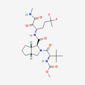 molecular formula C24H38F2N4O6 B12386714 methyl N-[(2S)-1-[(3S,3aS,6aR)-3-[[(3S)-6,6-difluoro-1-(methylamino)-1,2-dioxoheptan-3-yl]carbamoyl]-3,3a,4,5,6,6a-hexahydro-1H-cyclopenta[c]pyrrol-2-yl]-3,3-dimethyl-1-oxobutan-2-yl]carbamate 