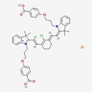 molecular formula C50H52BrClN2O6 B12386742 4-[3-[(2Z)-2-[(2E)-2-[3-[(E)-2-[1-[3-(4-carboxyphenoxy)propyl]-3,3-dimethylindol-1-ium-2-yl]ethenyl]-2-chlorocyclohex-2-en-1-ylidene]ethylidene]-3,3-dimethylindol-1-yl]propoxy]benzoic acid;bromide 