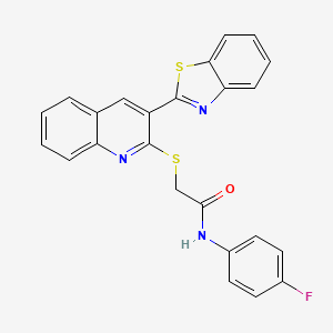 2-[3-(1,3-benzothiazol-2-yl)quinolin-2-yl]sulfanyl-N-(4-fluorophenyl)acetamide