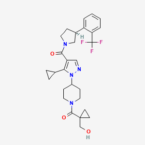 molecular formula C28H33F3N4O3 B12386827 [5-Cyclopropyl-1-[1-[1-(hydroxymethyl)cyclopropylcarbonyl]piperidine-4-yl]-1H-pyrazole-4-yl][(3S)-3-[2-(trifluoromethyl)phenyl]pyrrolidine-1-yl]methanone 