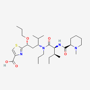 2-[(1R,3R)-4-methyl-3-[[(2S,3S)-3-methyl-2-[[(2R)-1-methylpiperidine-2-carbonyl]amino]pentanoyl]-propylamino]-1-propoxypentyl]-1,3-thiazole-4-carboxylic acid